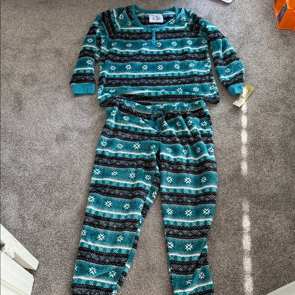 Cozy Teal and Black womens Pajamas